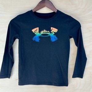 Under Armour Black Multicolor Gradient Outdoor Logo Long Sleeve T-Shirt Size 6
